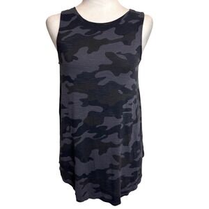 Old Navy Luxe Tank Top Womens XS Black Camo High Neck Relaxed Activewear Casual